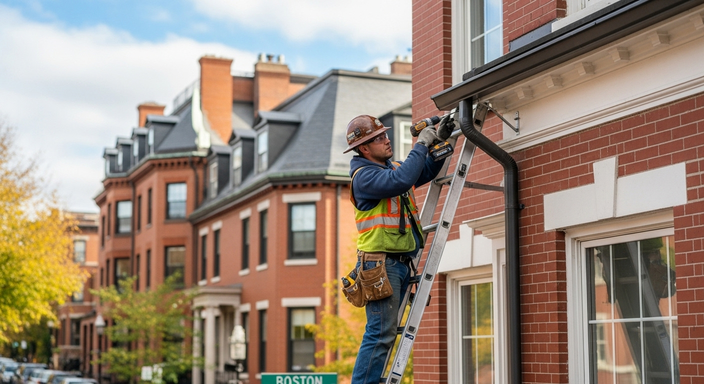 Gutter Installed in Boston