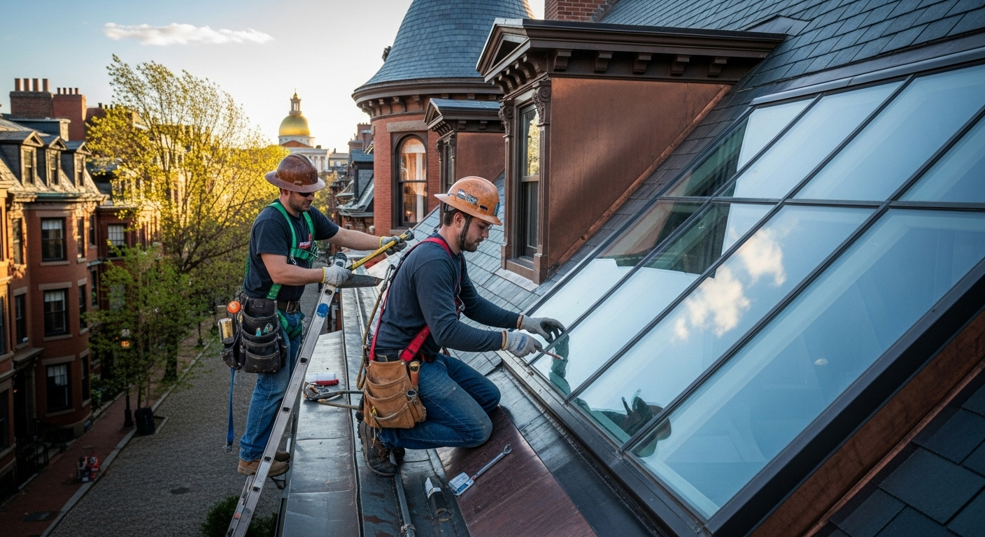 Skylight getting repaired in boston