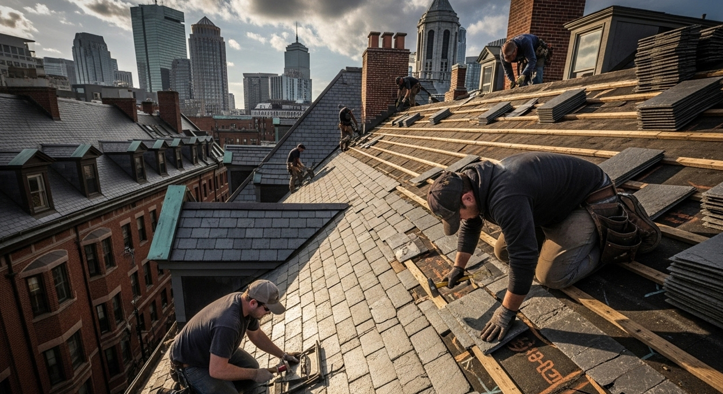Slate Roofing Installed in Boston
